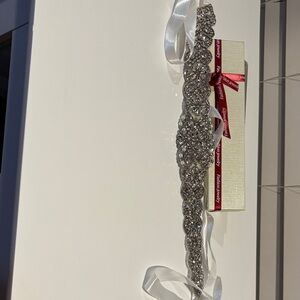 Elegant Silver Rhinestone Sash Belt